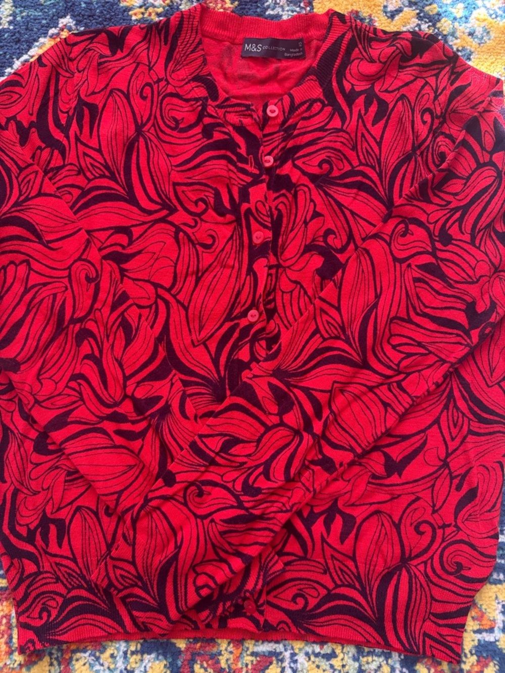 🌴Red & Black Floral Cardigan